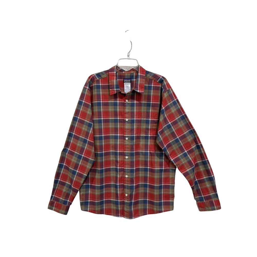 Patagonia Shirt Mens Large Long Sleeve Plaid Red Blue Button‎ Up Organic Cotton